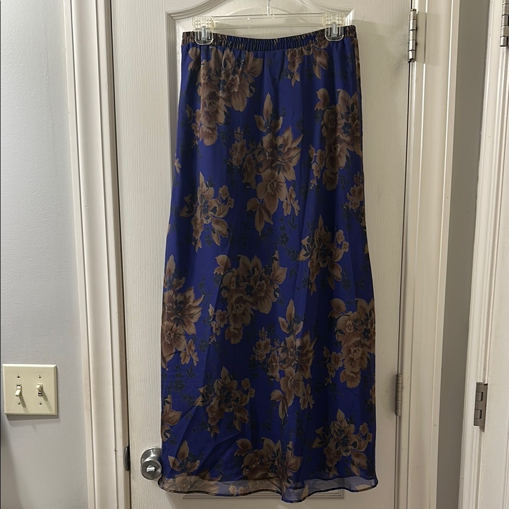 Jessica Howard Blue and Gold Midi Pencil Skirt